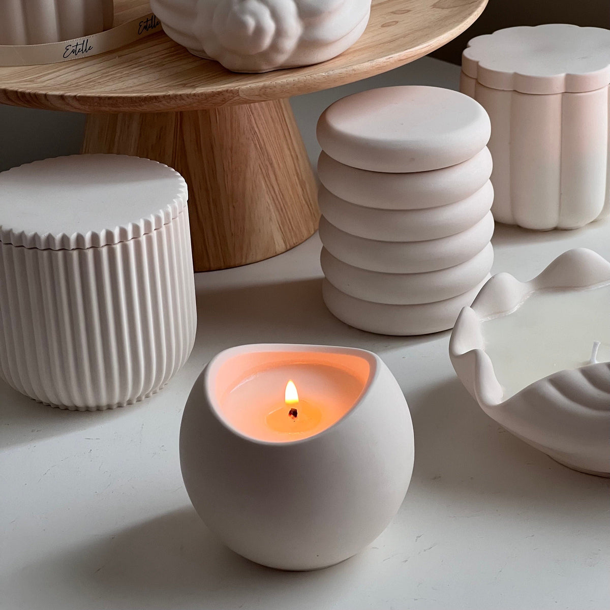 Handmade Soy Wax Candle in Jesmonite Bowl - Custom Scented-6