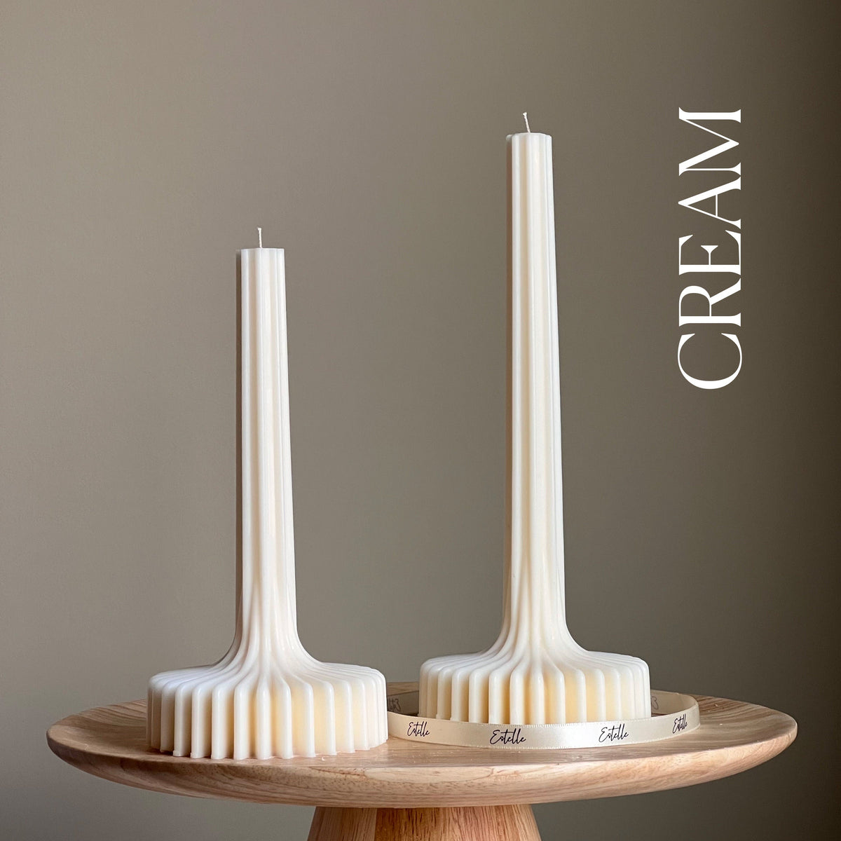 Elegant Soy Vase Candle: Sculptural Striped Column Candle-4