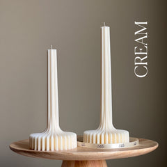 Elegant Soy Vase Candle: Sculptural Striped Column Candle-4