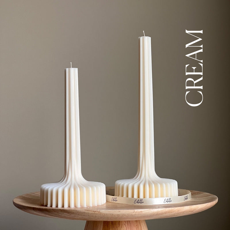 Elegant Soy Vase Candle: Sculptural Striped Column Candle-4