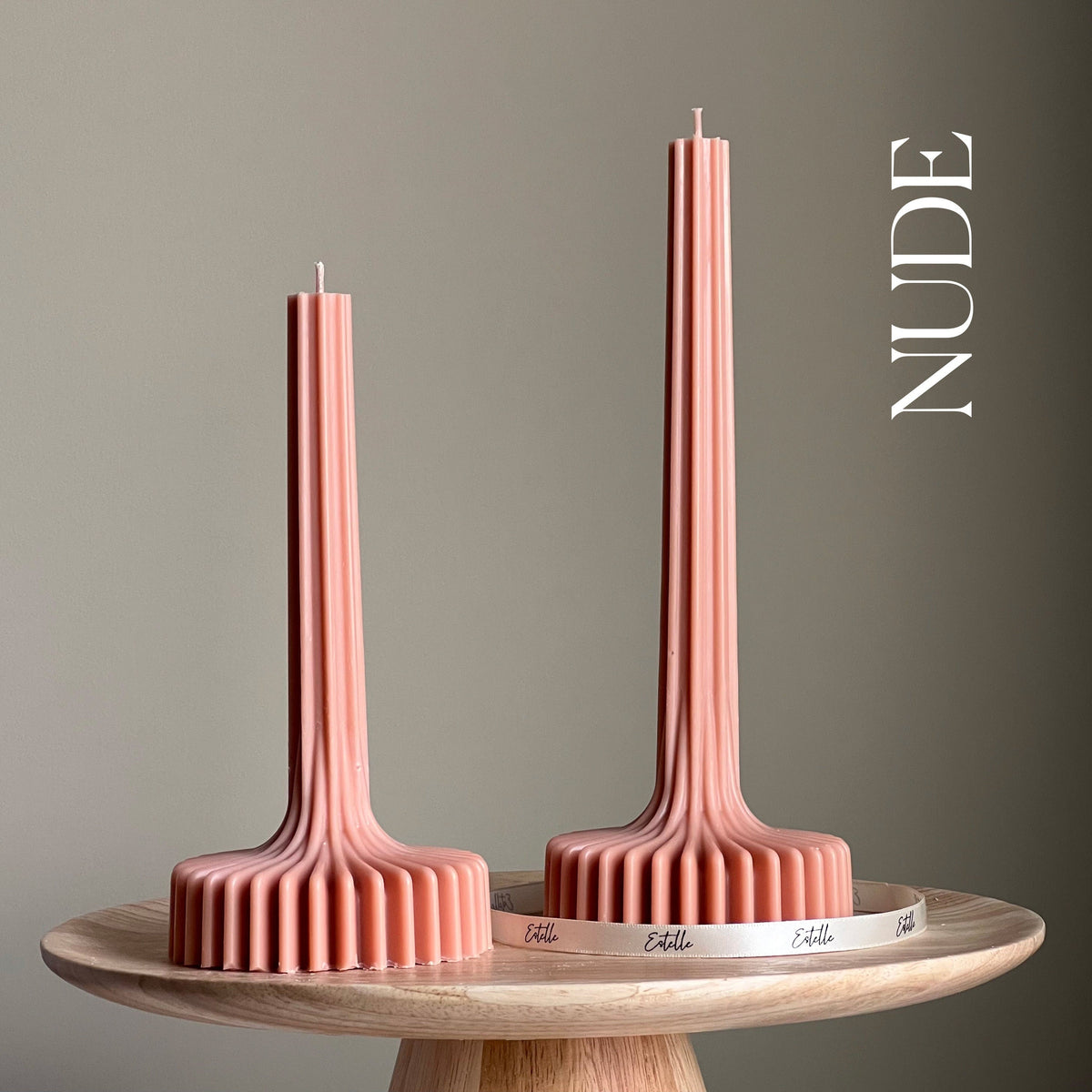 Elegant Soy Vase Candle: Sculptural Striped Column Candle-2