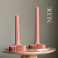 Elegant Soy Vase Candle: Sculptural Striped Column Candle-2