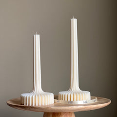 Elegant Soy Vase Candle: Sculptural Striped Column Candle-1