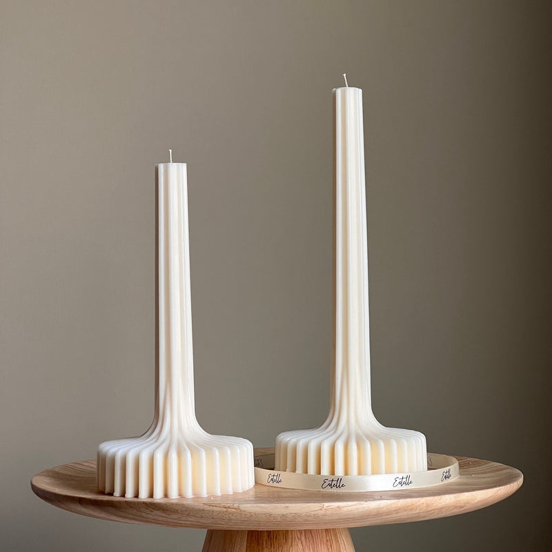 Elegant Soy Vase Candle: Sculptural Striped Column Candle-1