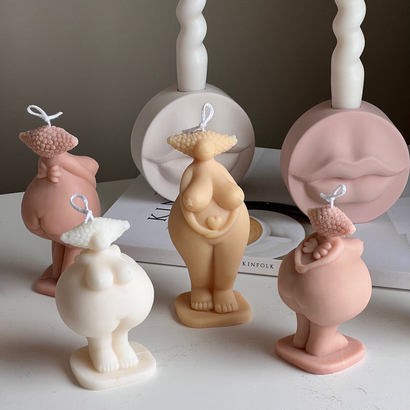 Curvy Body Soy Candle: Handmade Woman Torso Sculpture-3