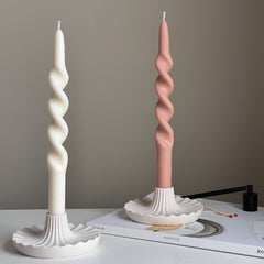 Round Jesmonite Candlestick Holder: Elegant Table Decor-1