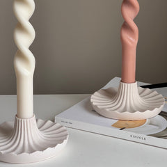Round Jesmonite Candlestick Holder: Elegant Table Decor-2