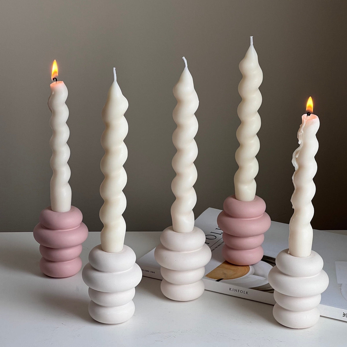 Donut Jesmonite Candlestick Holder: Minimalist Wedding Decor-4