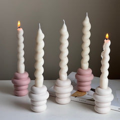 Donut Jesmonite Candlestick Holder: Minimalist Wedding Decor-4