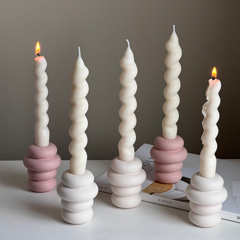 Donut Jesmonite Candlestick Holder: Minimalist Wedding Decor-4