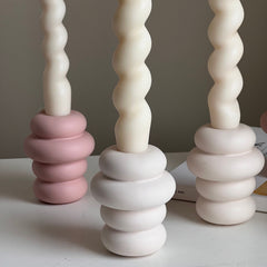 Donut Jesmonite Candlestick Holder: Minimalist Wedding Decor-2