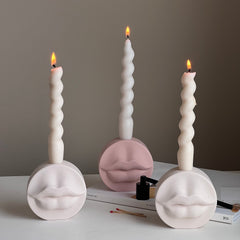 Lips Jesmonite Candlestick Holder: Handmade Wedding Decor-3