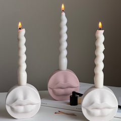 Lips Jesmonite Candlestick Holder: Handmade Wedding Decor-5