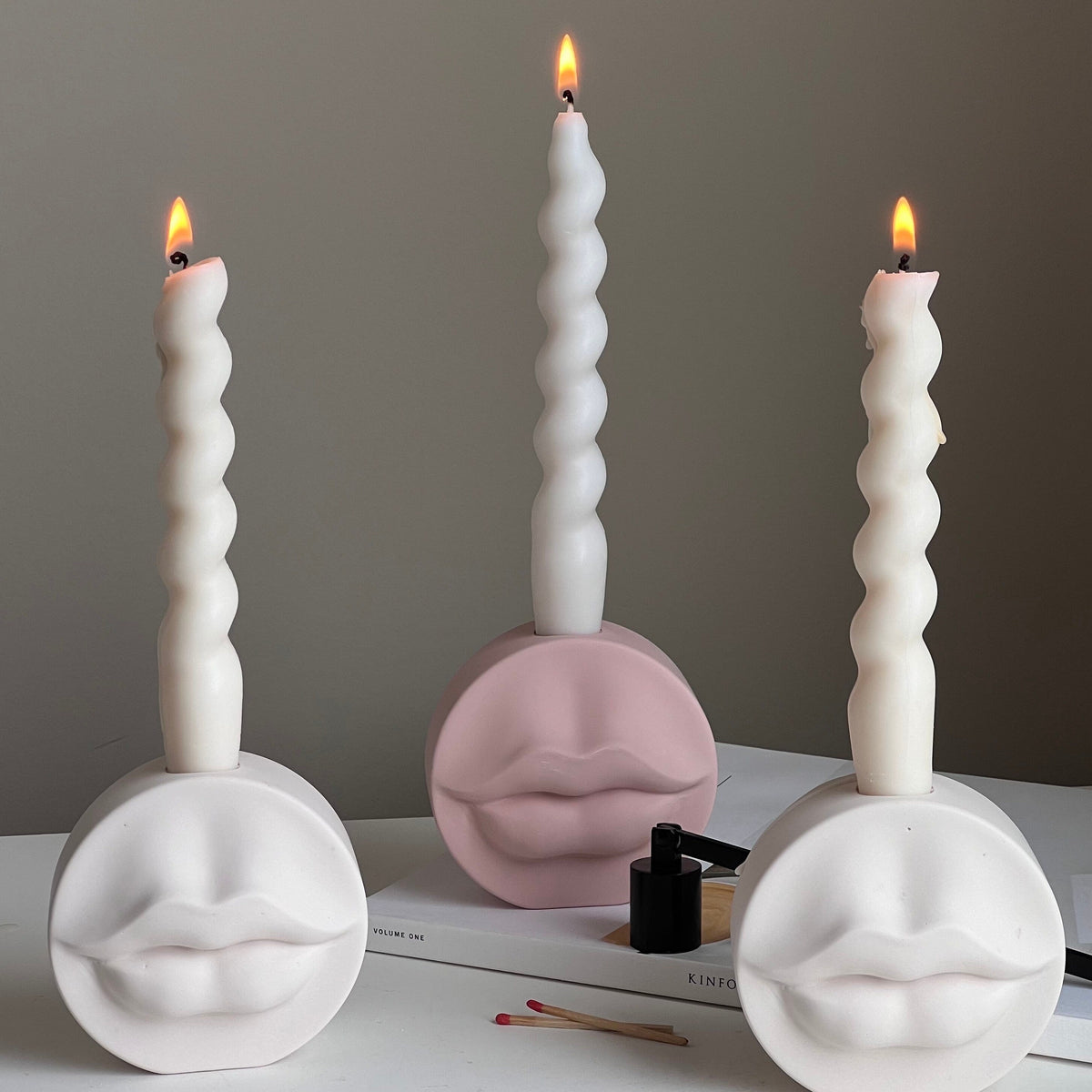 Lips Jesmonite Candlestick Holder: Handmade Wedding Decor-5