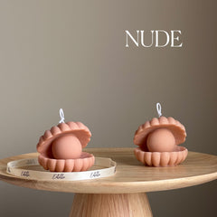 Sea Shell Soy Candle | Faux Pearl, Clam Shell Decor-2