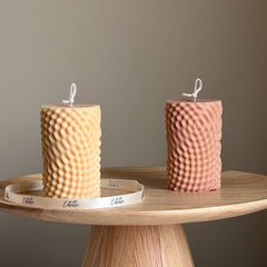 Geometric Soy Pillar Candle: Minimalist Home Decor-1