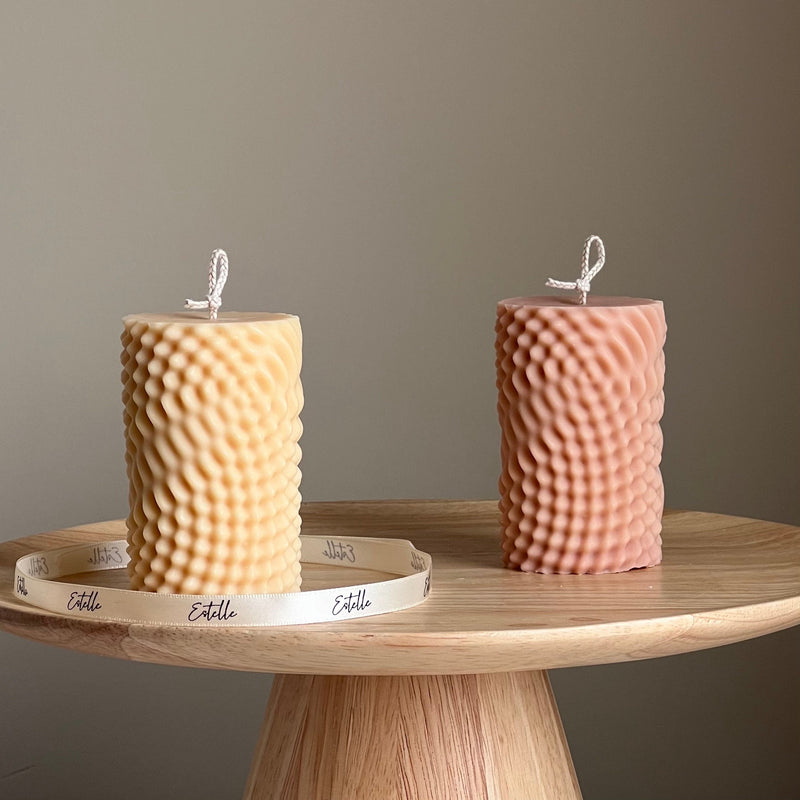 Geometric Soy Pillar Candle: Minimalist Home Decor-1