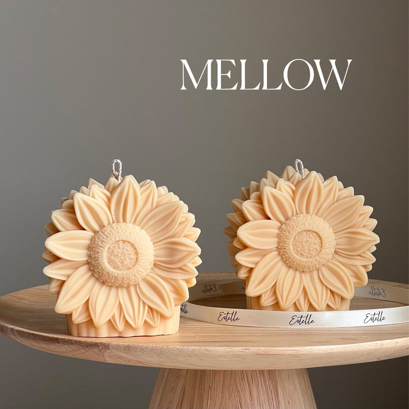 Handmade Sunflower Candle: Vegan Soy Pillar Candle, Home Decor-4