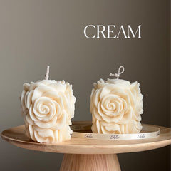 Handmade Rose Flower Candle | Vegan Soy Pillar Candle-3