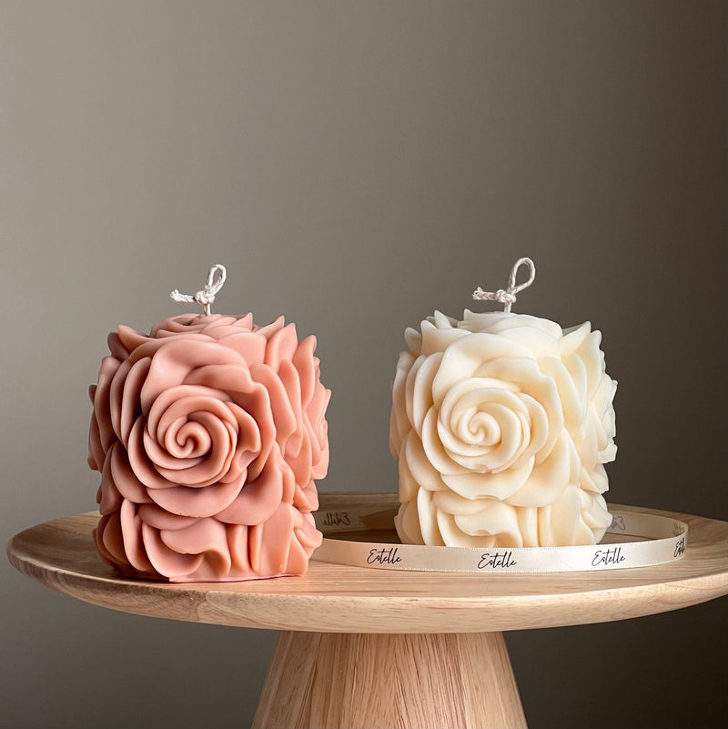 Handmade Rose Flower Candle | Vegan Soy Pillar Candle-1