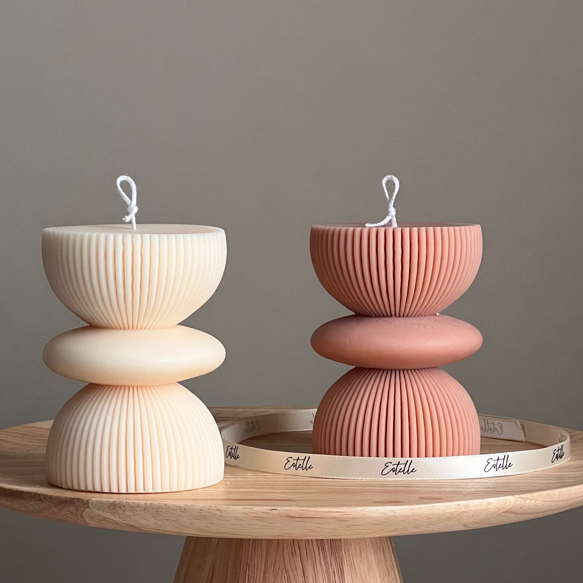 Geometric Soy Pillar Candle: Sculptural Home Decor-1