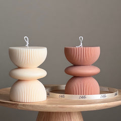 Geometric Soy Pillar Candle: Sculptural Home Decor-1
