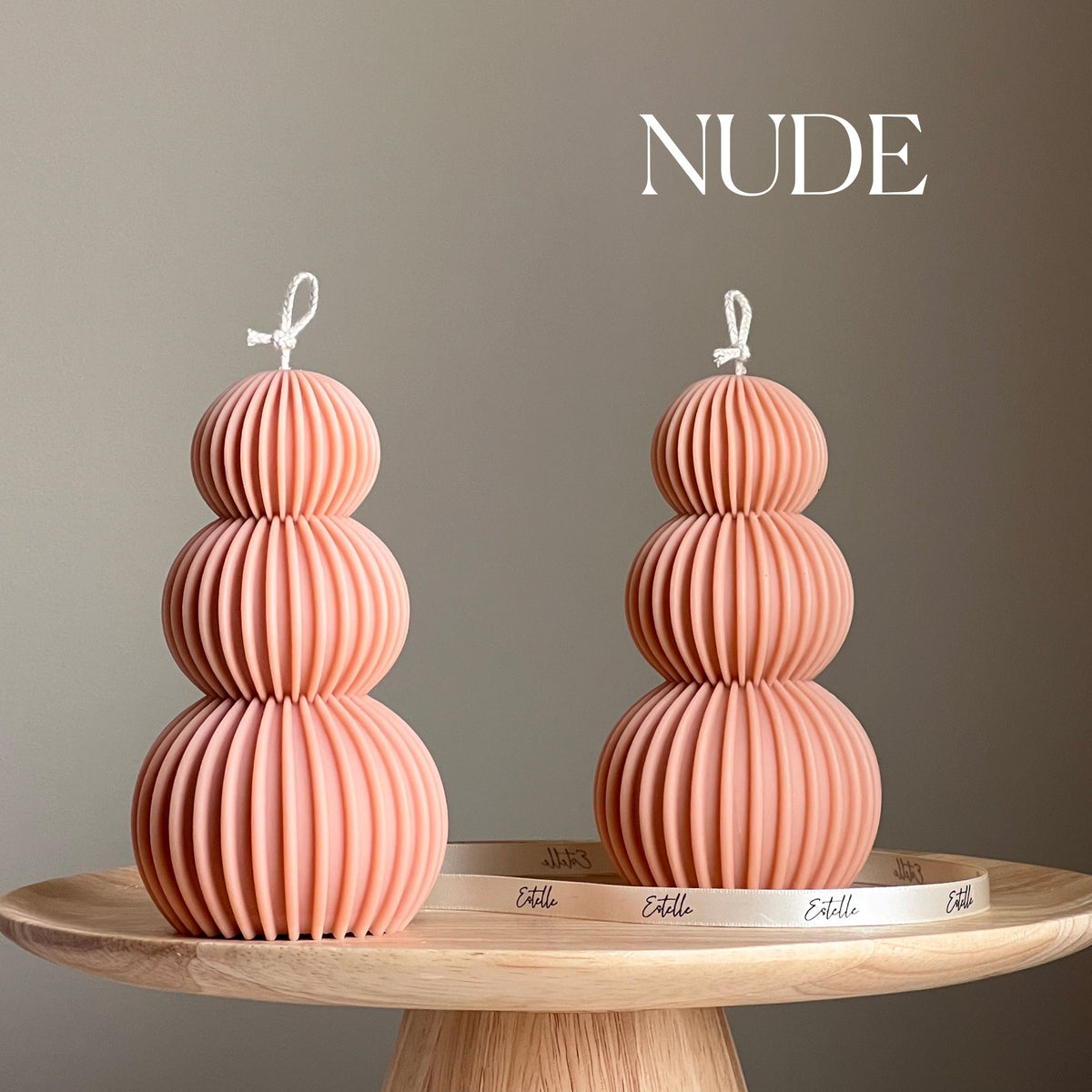 Ribbed Wavy Soy Pillar Candle | Sculptural Home Decor-2