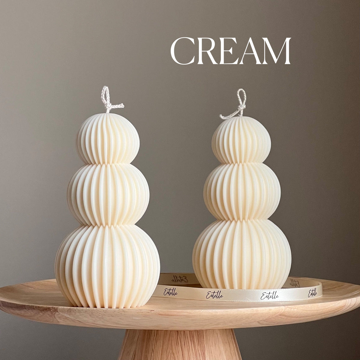Ribbed Wavy Soy Pillar Candle | Sculptural Home Decor-3