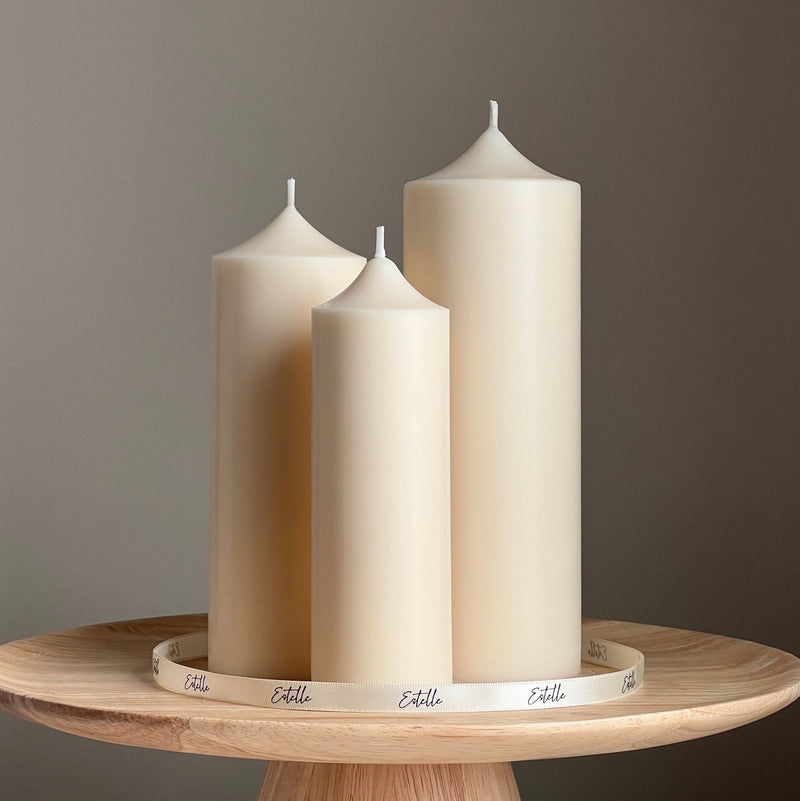Handmade Soy Wax Pillar Candle: Unscented Decorative Candle-1