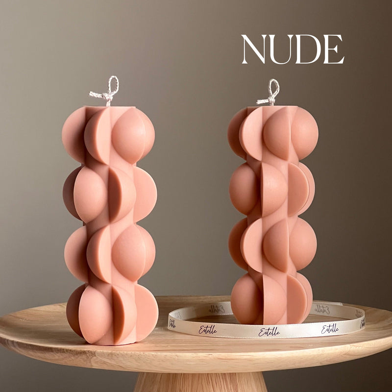 Geometric Soy Pillar Candle: Sculptural Home Decor-2