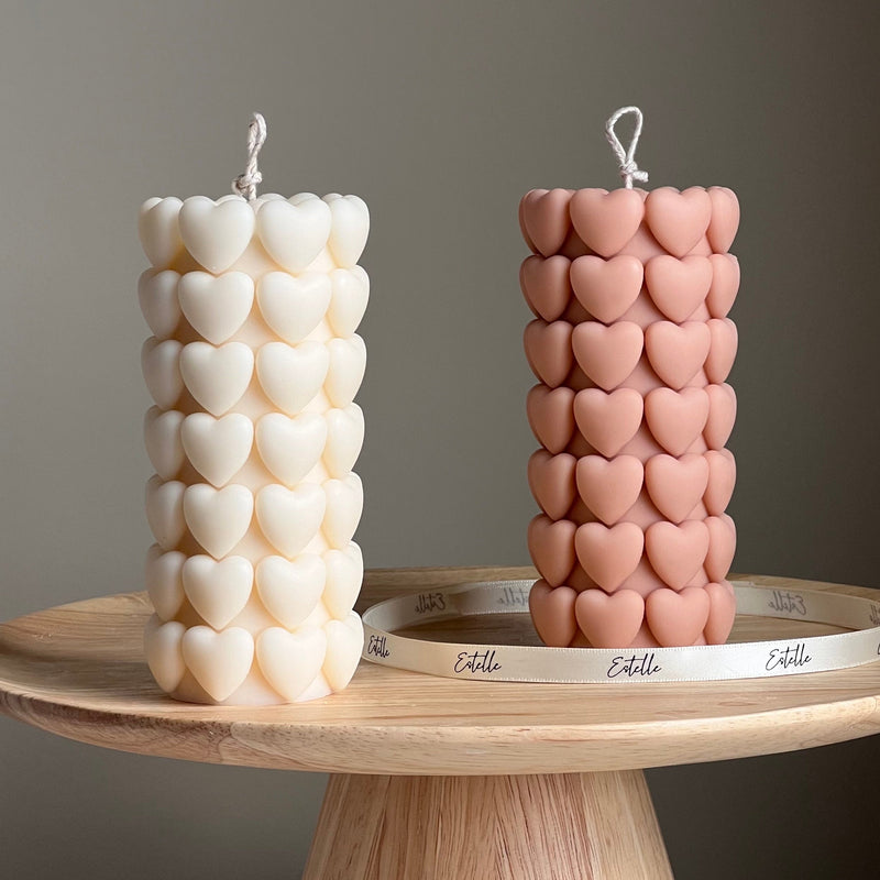 Heart Pillar Soy Candle | Sculptural Home Decor-1