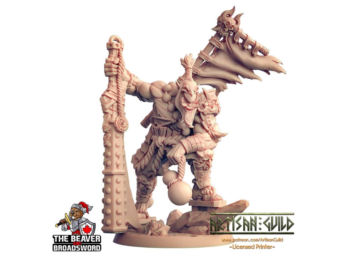 Yoshigruzu, Orc Clan Leader dnd mini - Artisan Guild | Half-Orc | Demon | Male | Barbarian | Pathfinder | Monk, Wargaming, Fighter, Samurai-1