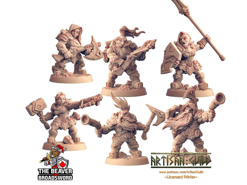 Dwarven Oathbreaker 6 Mini Set - Artisan Guild | DnD | Dwarf | Fighter | Female | Male | Ranger | Artificer | Pathfinder | Clan, Bundle-1