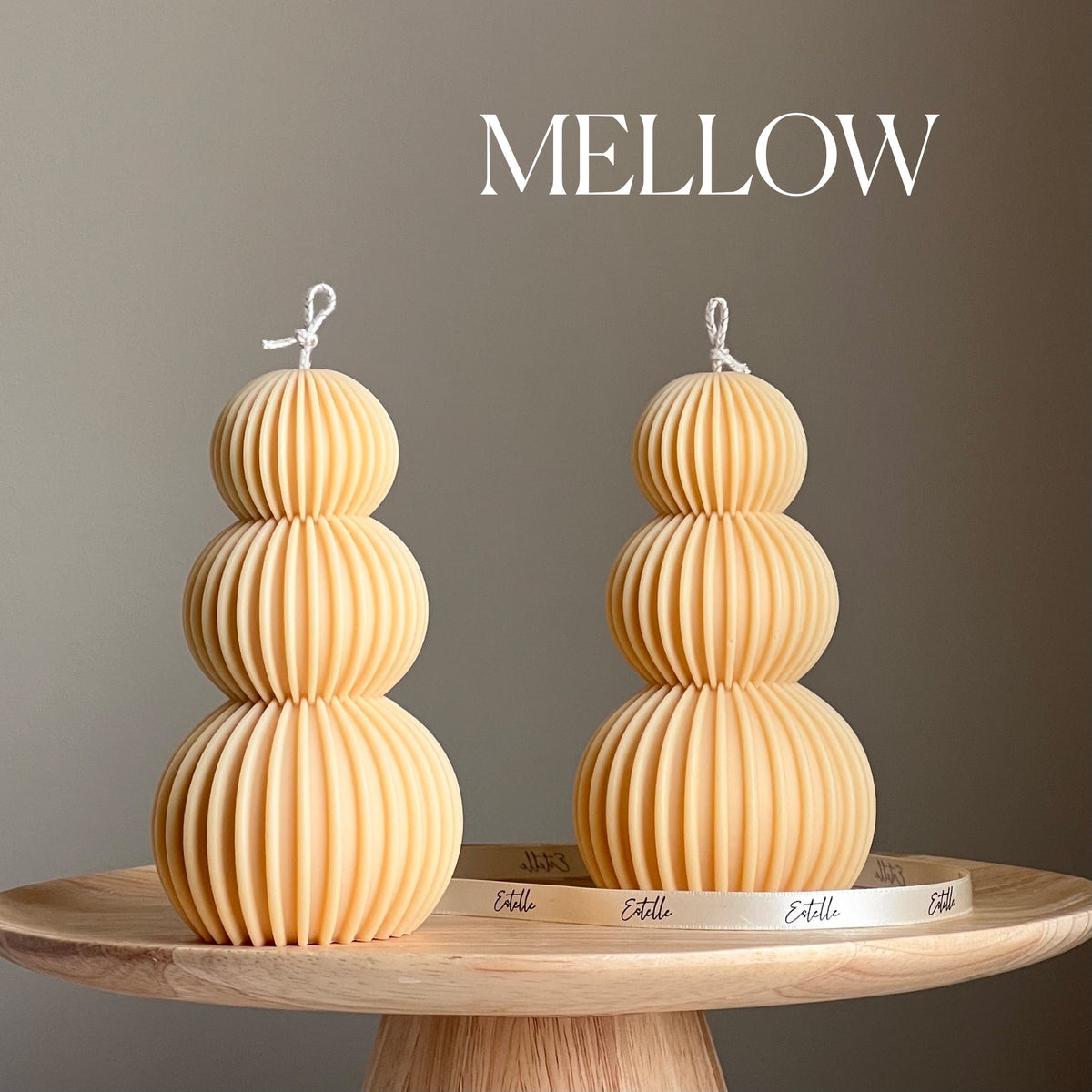 Ribbed Wavy Soy Pillar Candle | Sculptural Home Decor-4