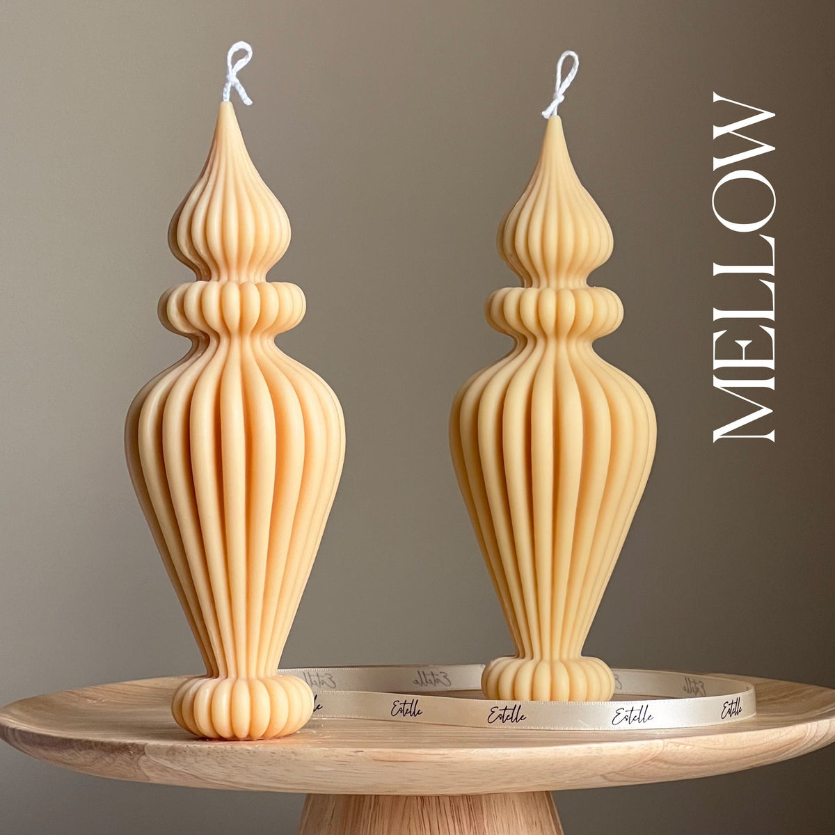 Handmade Ribbed Vase Candle: Vegan Soy Pillar Candle, Boho Home Decor-4