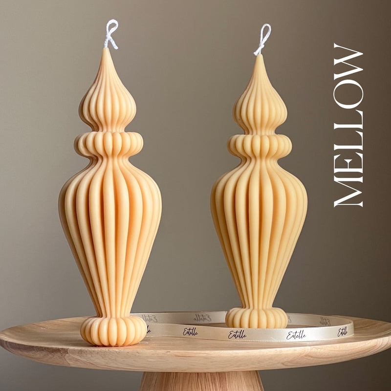 Handmade Ribbed Vase Candle: Vegan Soy Pillar Candle, Boho Home Decor-4