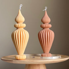 Handmade Ribbed Vase Candle: Vegan Soy Pillar Candle, Boho Home Decor-1