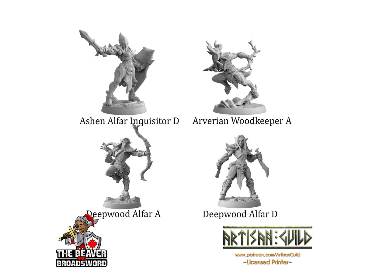 DnD 16 Elf Mini Variety Pack #1  - Artisan Guild | Elves | Ranger | Fighter | Rogue | Bundle | Pack | Barbarian | Wood | High | Drow | Unit-4
