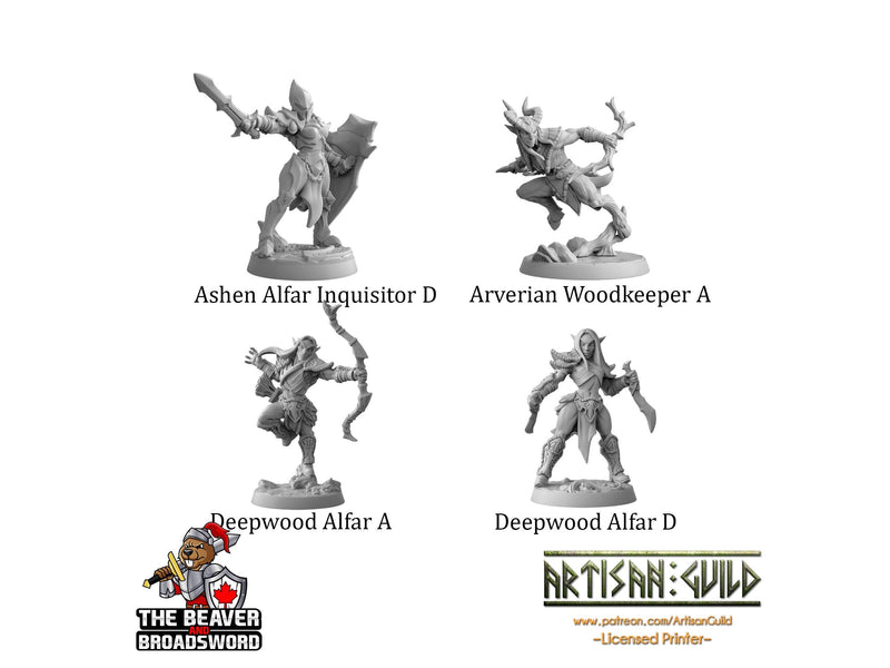 DnD 16 Elf Mini Variety Pack #1  - Artisan Guild | Elves | Ranger | Fighter | Rogue | Bundle | Pack | Barbarian | Wood | High | Drow | Unit-4