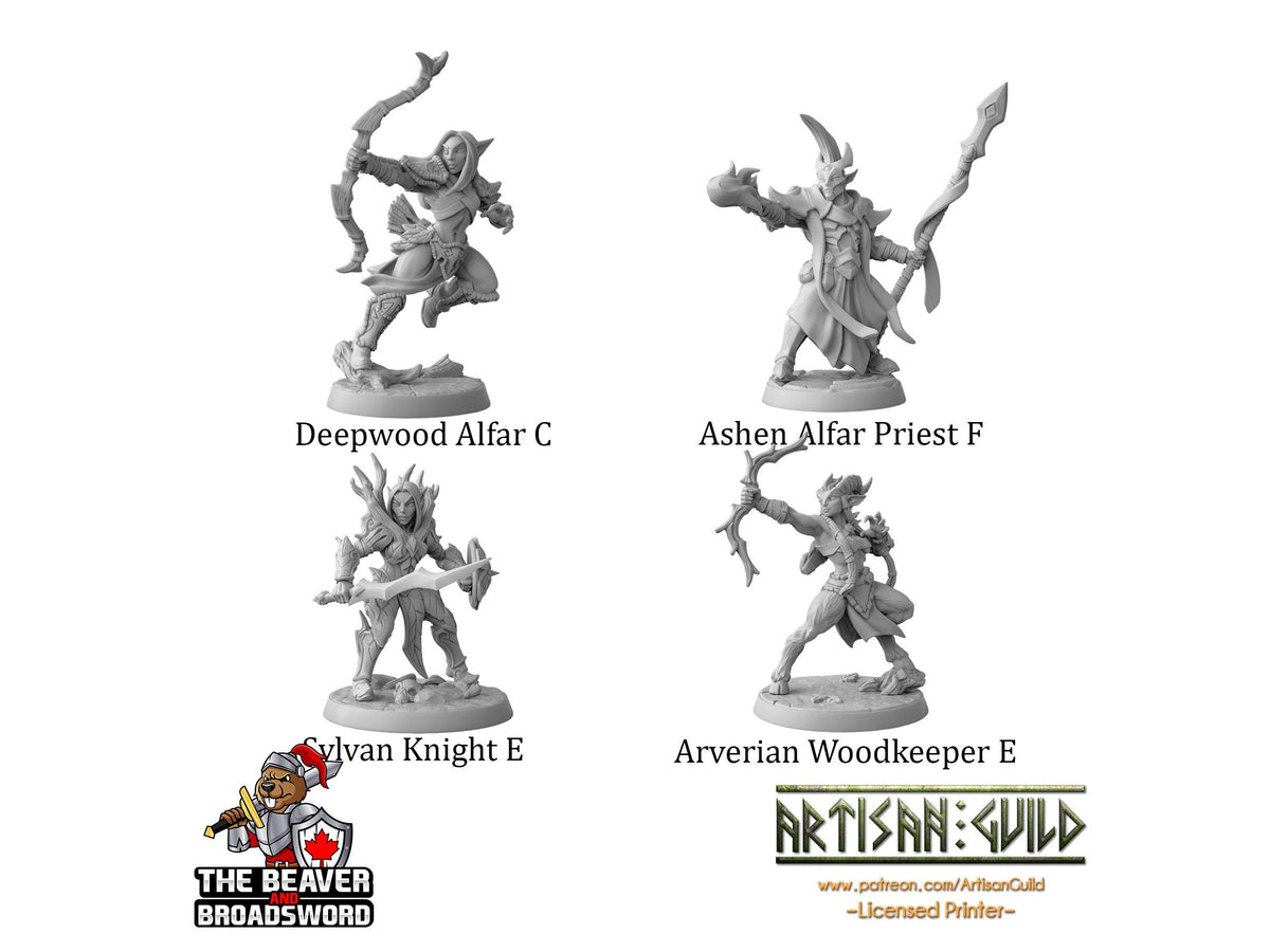 DnD 16 Elf Mini Variety Pack #1  - Artisan Guild | Elves | Ranger | Fighter | Rogue | Bundle | Pack | Barbarian | Wood | High | Drow | Unit-3