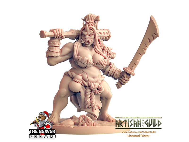 Oni Clan Ogre B dnd mini - Artisan Guild | Large | Demon | Female | Giant | Pathfinder | Samurai | TTRPG, Wargaming, Monster, Warrior-1