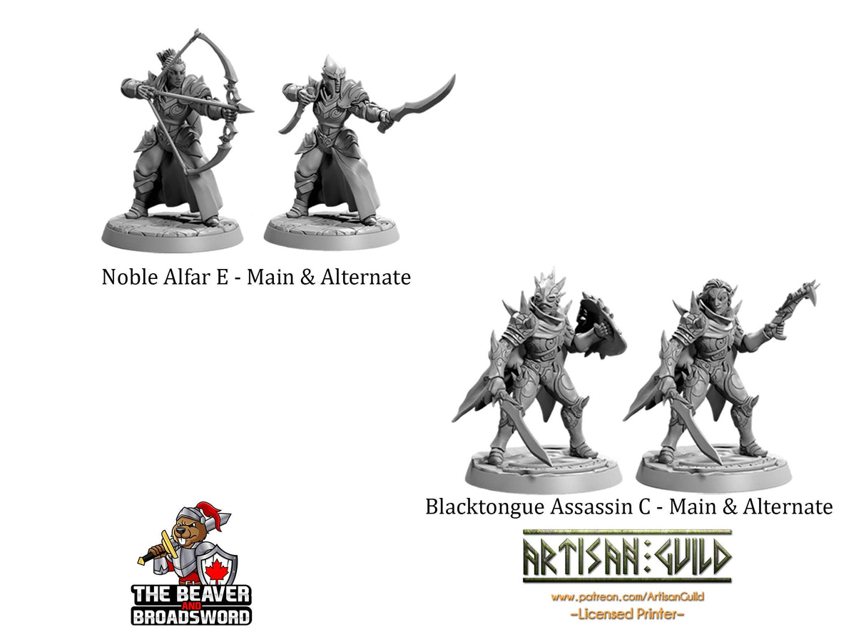 DnD 16 Elf Mini Variety Pack #1  - Artisan Guild | Elves | Ranger | Fighter | Rogue | Bundle | Pack | Barbarian | Wood | High | Drow | Unit-5