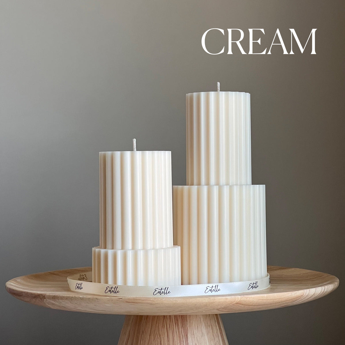Handmade Ribbed Soy Wax Pillar Candle | Home Decor-3