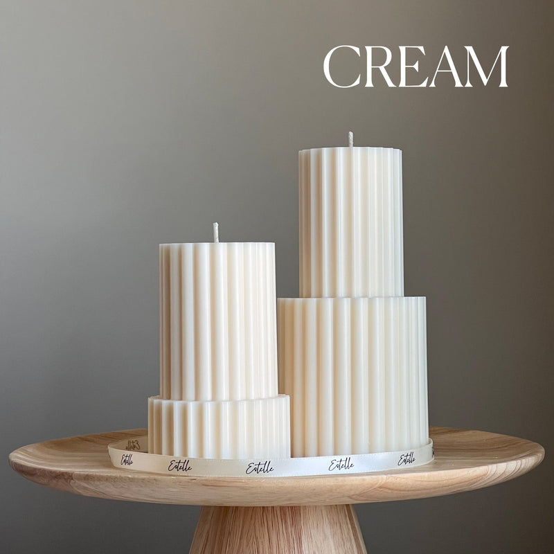 Handmade Ribbed Soy Wax Pillar Candle | Home Decor-3