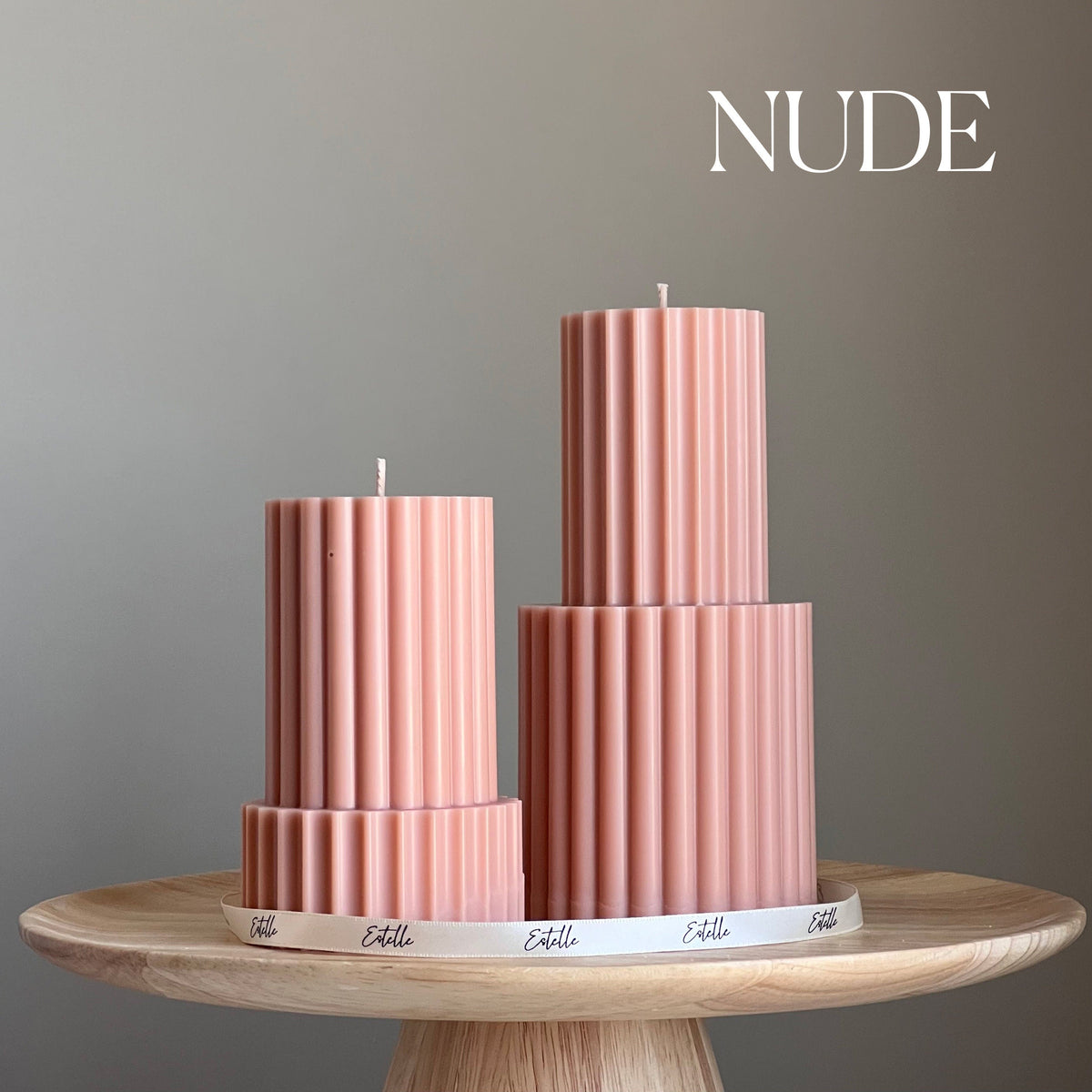 Handmade Ribbed Soy Wax Pillar Candle | Home Decor-2