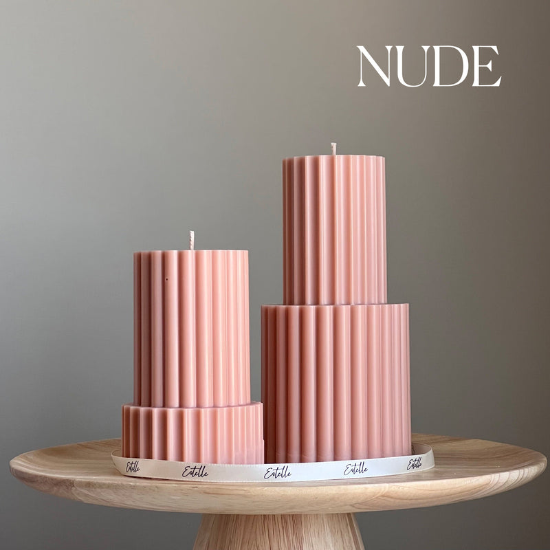 Handmade Ribbed Soy Wax Pillar Candle | Home Decor-2