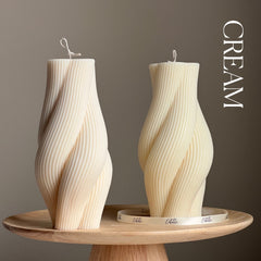 Twisted Rope Soy Pillar Candle: Sculptural Home Decor-3