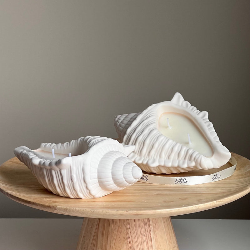 Conch Shell Soy Wax Candle | Jesmonite Container, Handmade-1