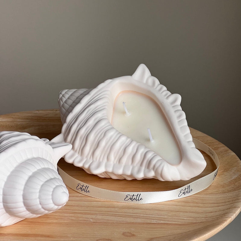 Conch Shell Soy Wax Candle | Jesmonite Container, Handmade-3