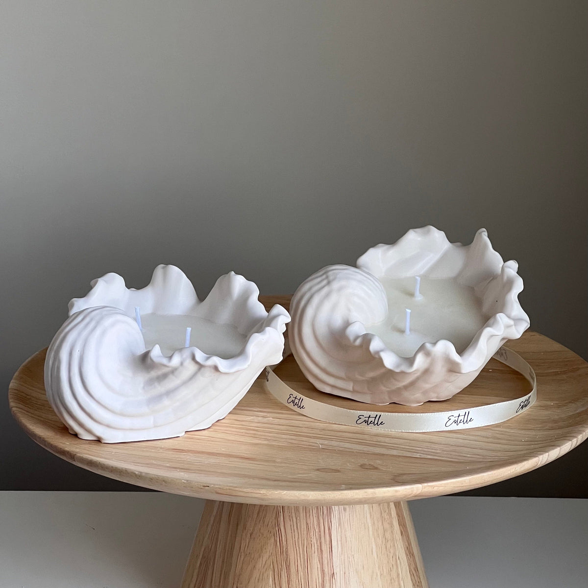 Conch Shell Soy Wax Candle | Jesmonite Vessel, Handmade-1